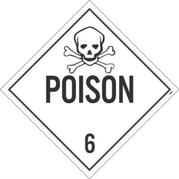 Nmc Poison 6 Dot Placard Sign, Pk25, Material: Pressure Sensitive Removable Vinyl .0045 DL8PR25